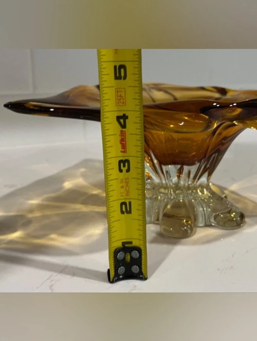 Amber Yellow Murano Type Mid Century Modernistic 1960s Footed Centerpiece Bowl
